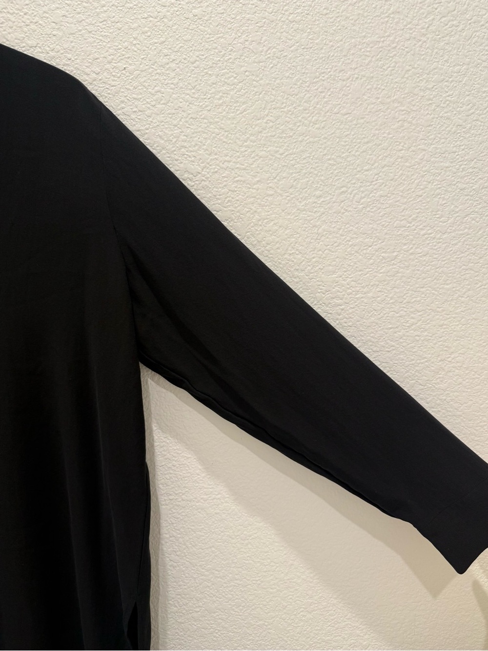 Eileen Fisher 100% Silk Georgette Crepe Stand Collar Tunic Blouse Black - Picture 3 of 5